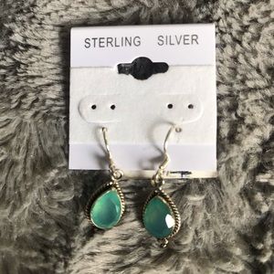 NWT Sterling Silver Aqua Teardrop Earrings